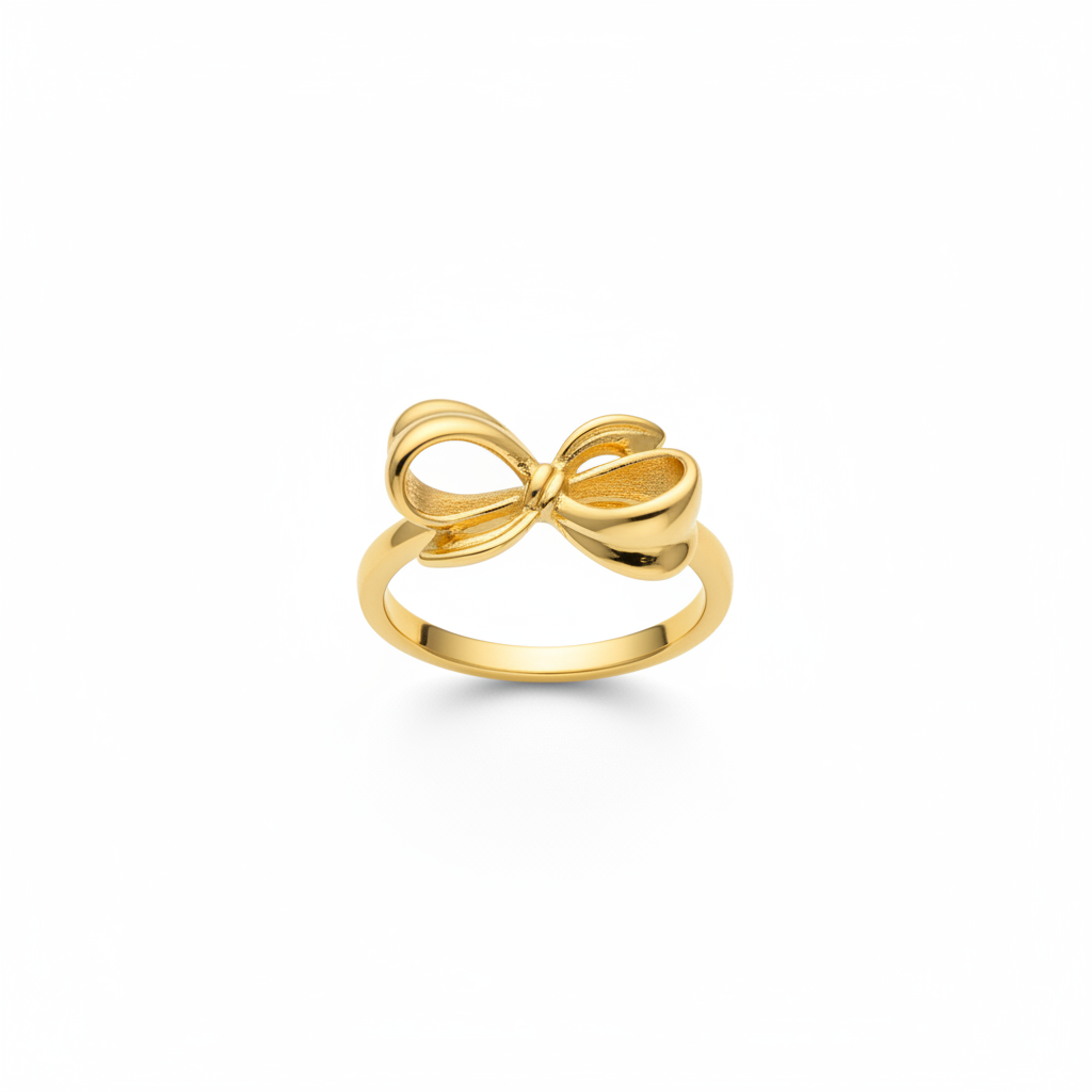Gold ring bow for women