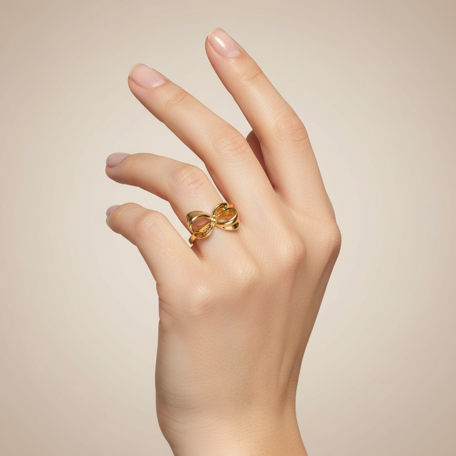 Gold ring bow for women