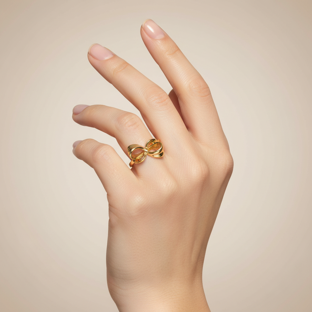 Gold ring bow for women