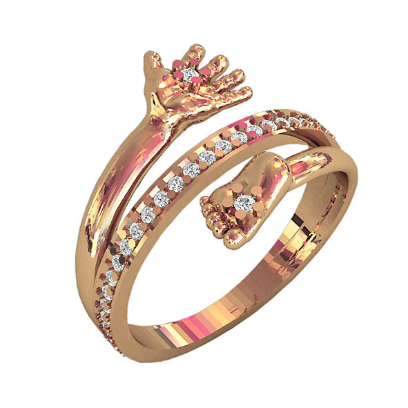 Ring Babyhand und Babyfuß mit Zirkonia