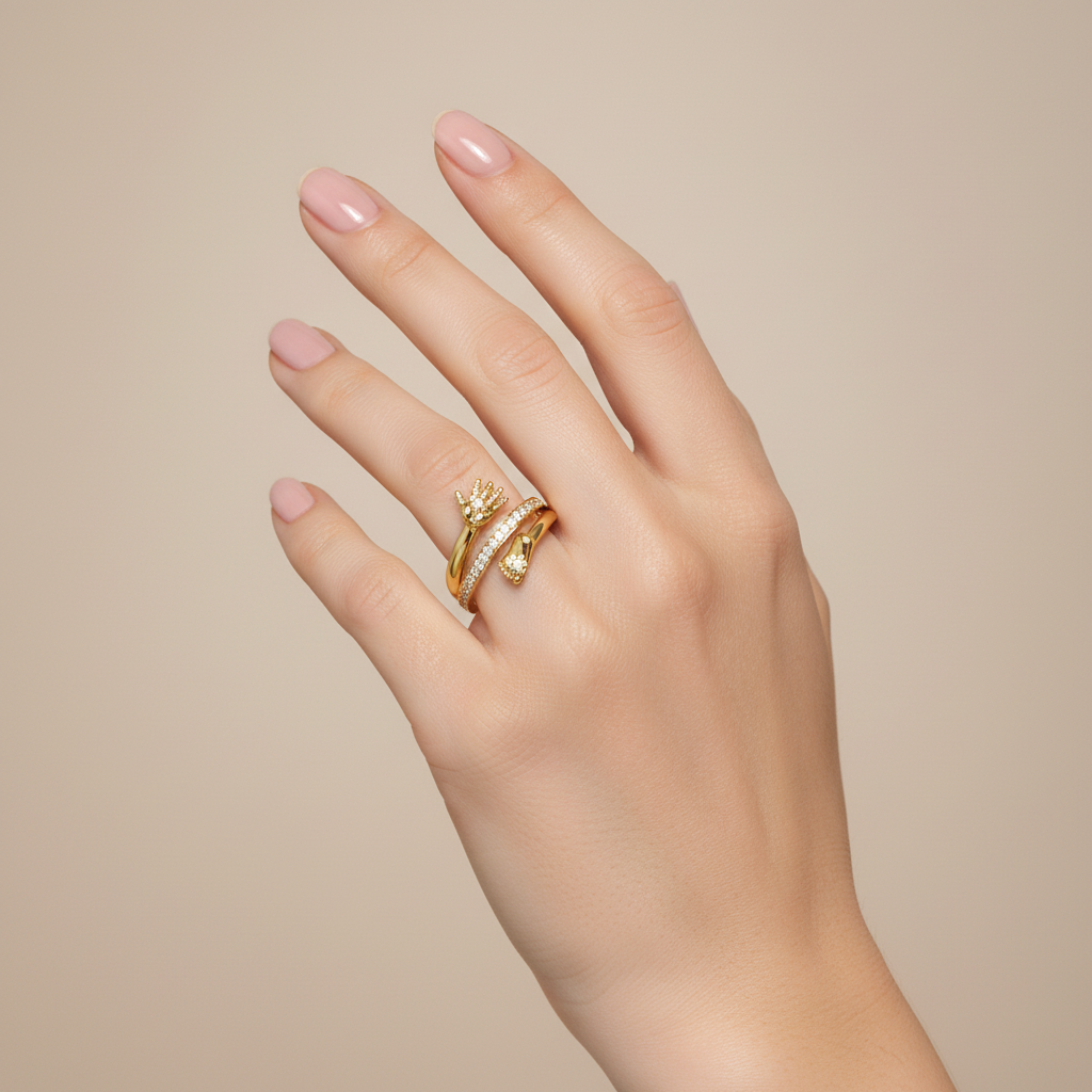 Ring Babyhand und Babyfuß mit Zirkonia