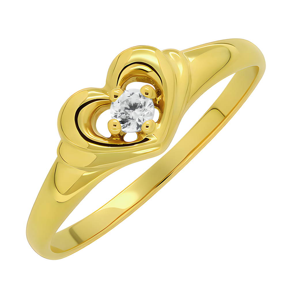 Herzring aus Gelbgold 333 mit Zirkonia