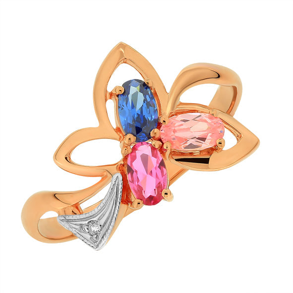Damenring in Rotgold 585 mit Zirkonia