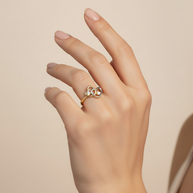Heart ring with diamonds, 585 rose gold