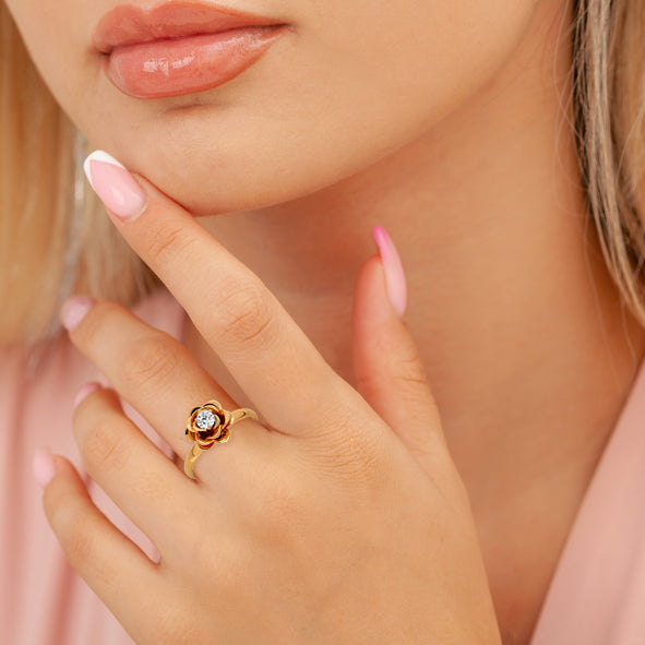 Damenring mit Brillant, Verlobungsring Rose