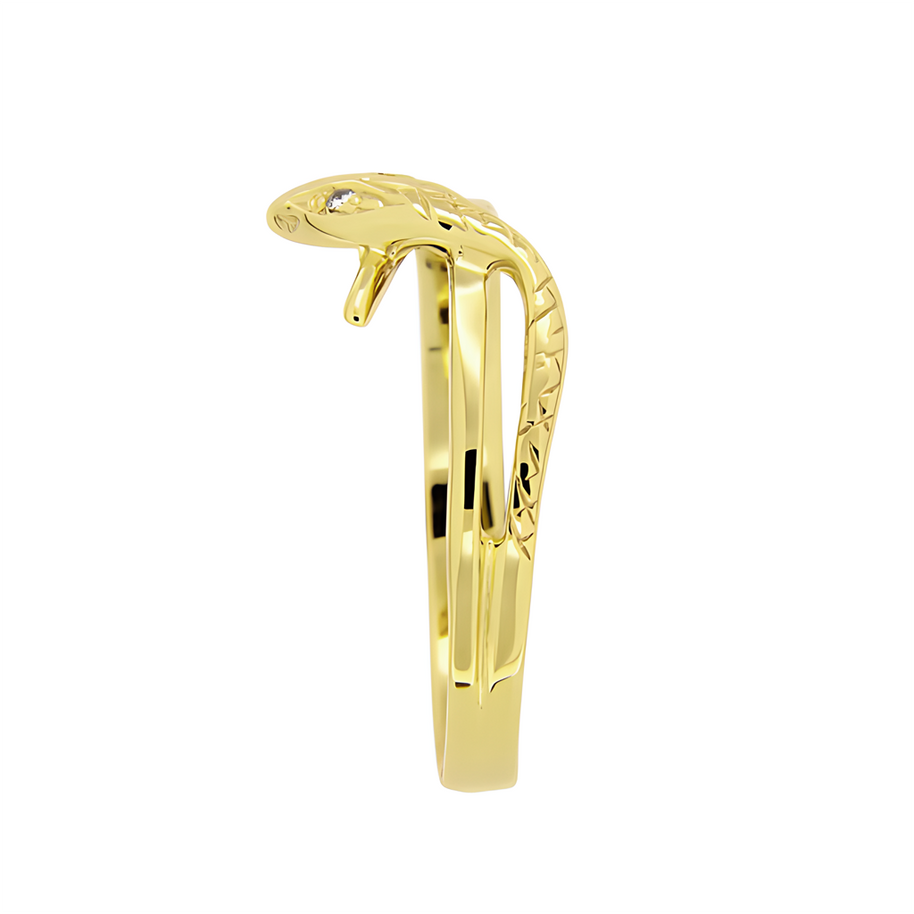 333 Yellow Gold Snake Ring with Brilliant-Cut Diamond