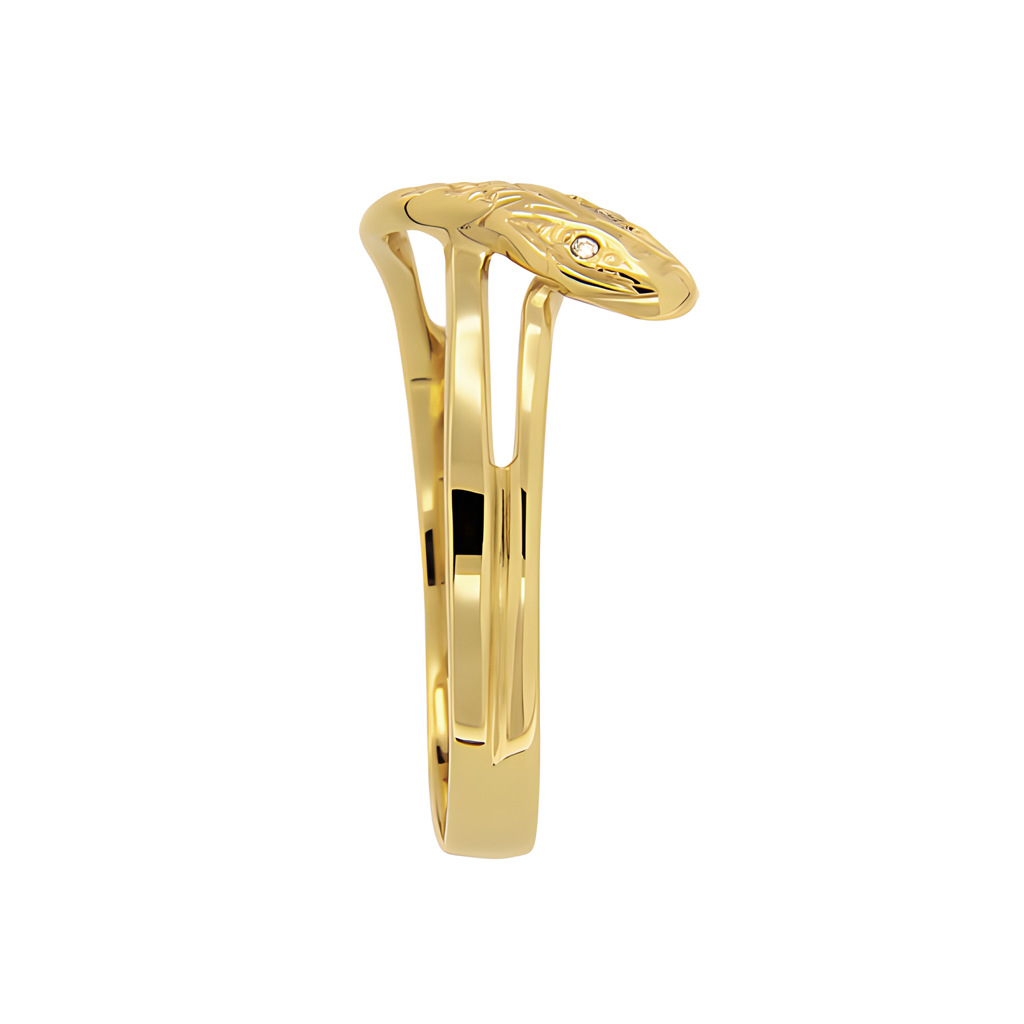 333 Yellow Gold Snake Ring with Brilliant-Cut Diamond