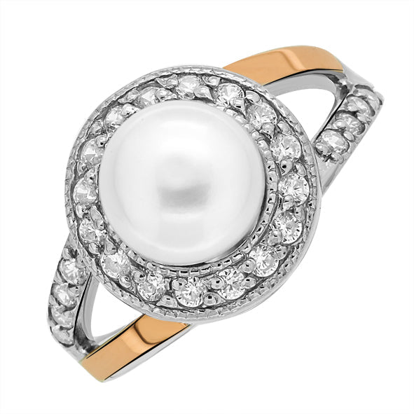 Damenring mit Perle aus Silber