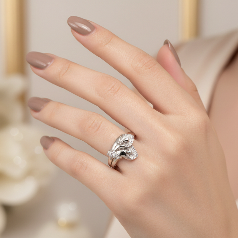 Кольцо «Калла» серебро 925 пробы цирконий.
