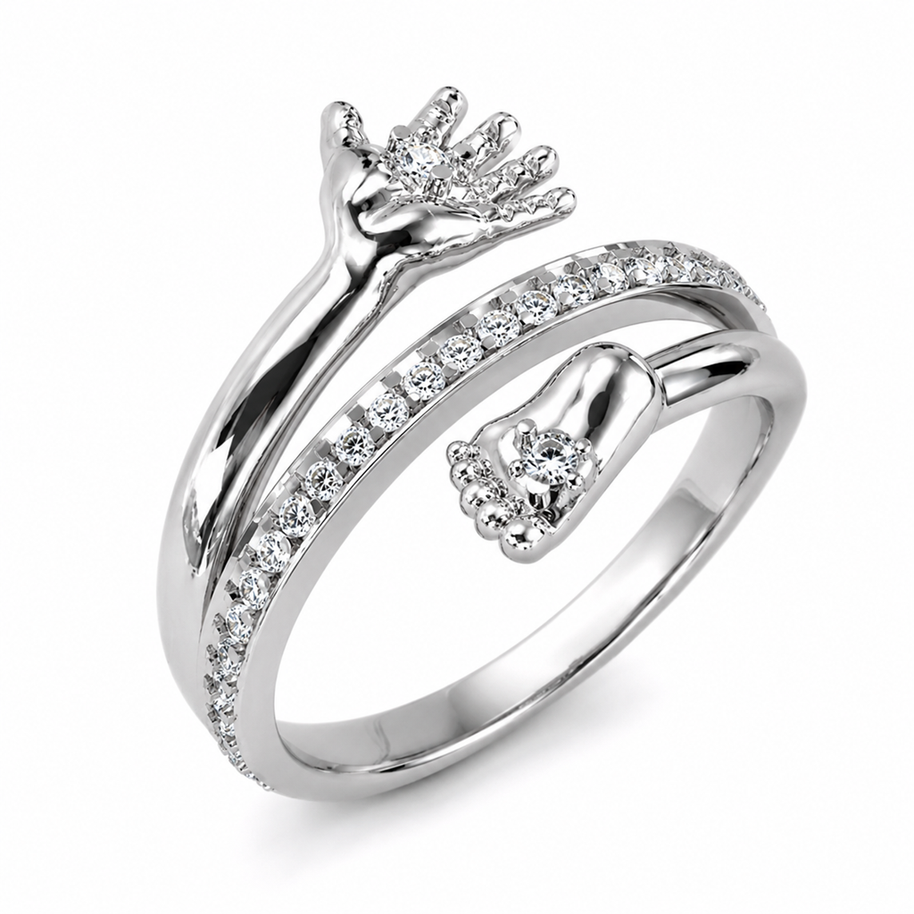 Ring Babyhand und Babyfuß aus Silber 925