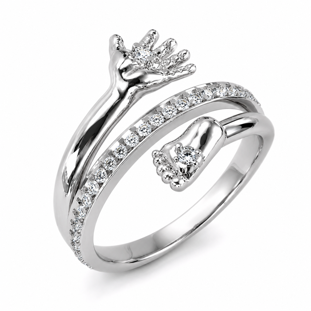 Ring Babyhand und Babyfuß aus Silber 925