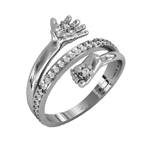 Ring Babyhand und Babyfuß mit Zirkonia