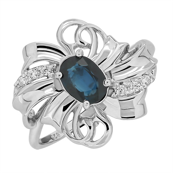 Damenring mit Saphir und Zirkonia aus Silber