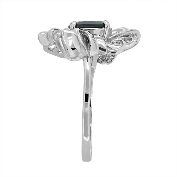 Damenring mit Saphir und Zirkonia aus Silber