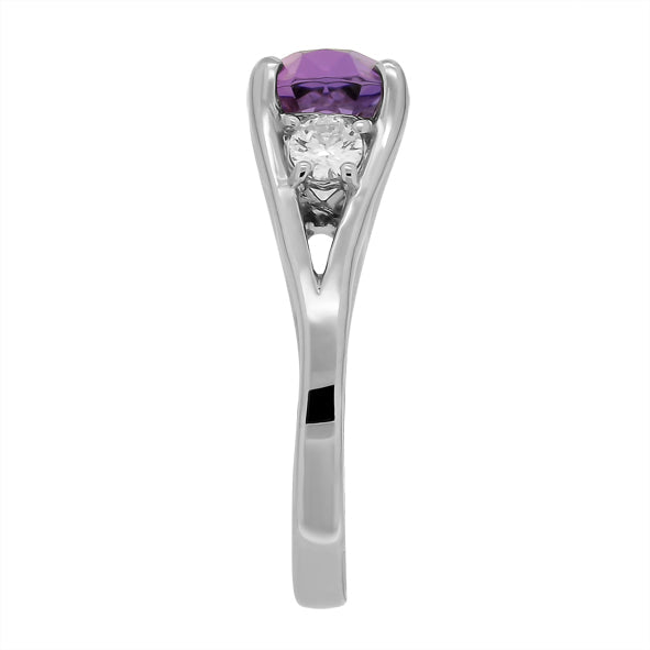Damenring mit Amethyst und Zirkonia aus Silber