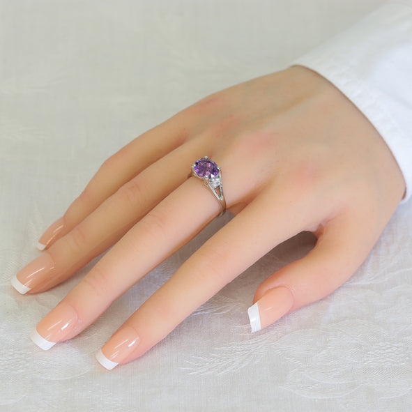 Damenring mit Amethyst und Zirkonia aus Silber