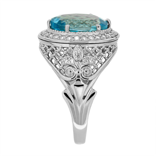 Damenring mit Topas und Zirkonia aus Silber