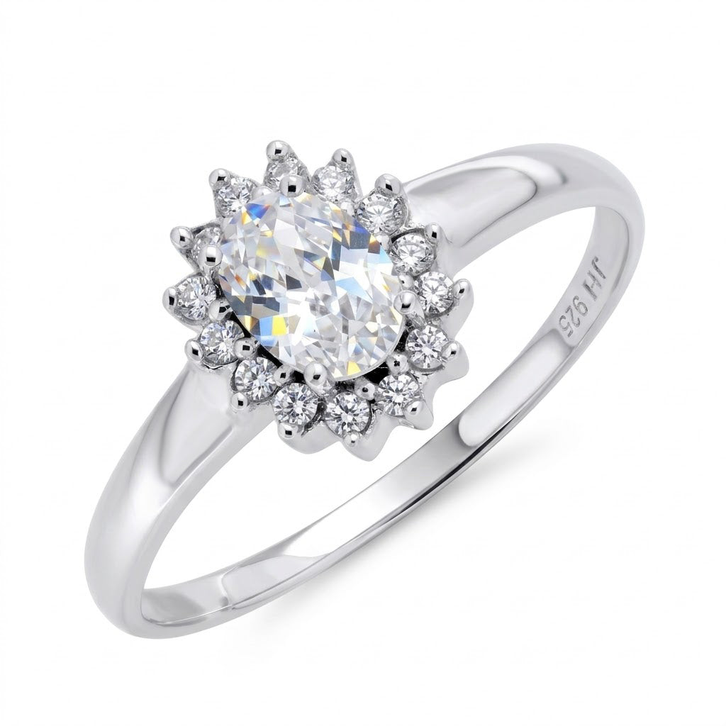Classic women’s silver ring with stones
