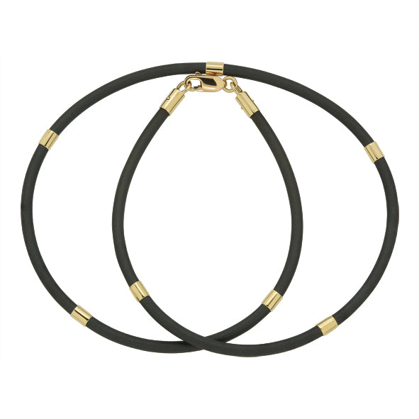 Kautschuk-Collier mit Goldelementen