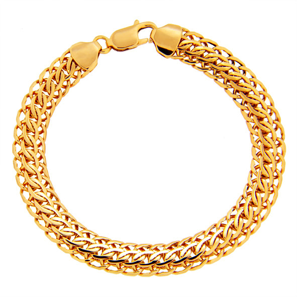 Double-S-chain men gold bracelet // handmade