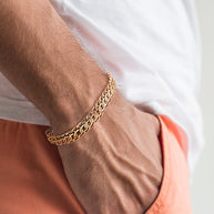 Double-S-chain men gold bracelet // handmade