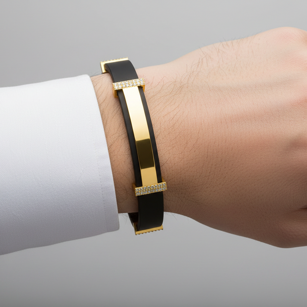 Браслет из каучука с золотыми вставками 