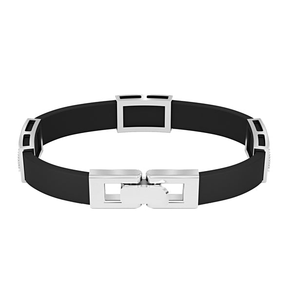 Kautschuk-Armband mit Goldelementen und Zirkonia