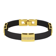 Kautschuk-Armband mit Goldelementen und Zirkonia