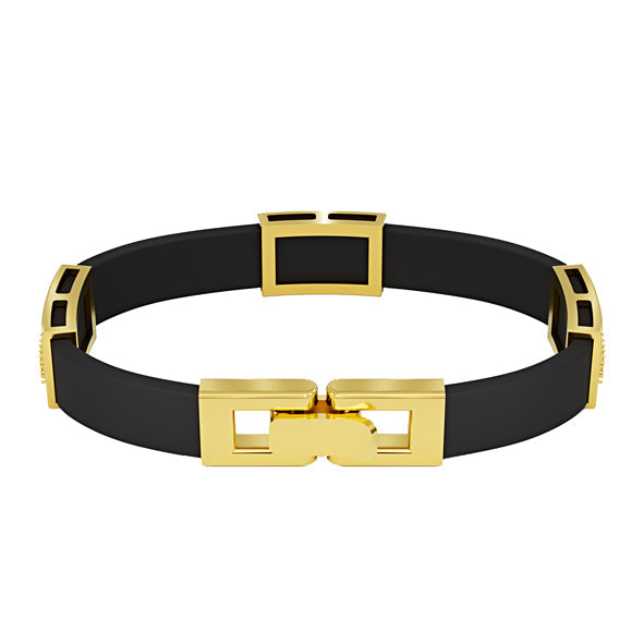 Kautschuk-Armband mit Goldelementen und Zirkonia