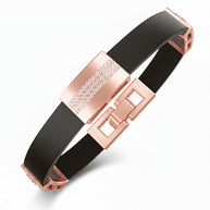 Kautschuk-Armband mit Goldelementen und Zirkonia