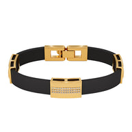Kautschuk-Armband mit Goldelementen und Zirkonia