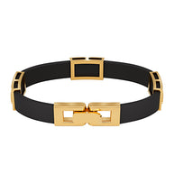 Kautschuk-Armband mit Goldelementen und Zirkonia