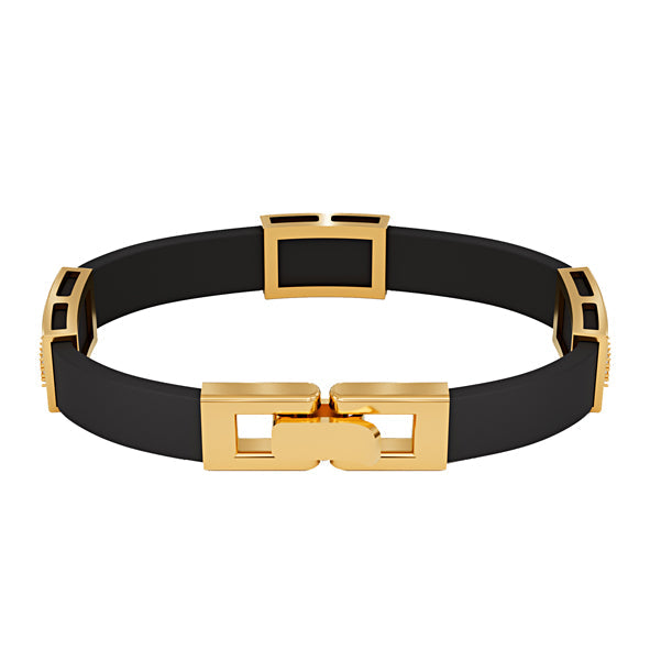 Kautschuk-Armband mit Goldelementen und Zirkonia