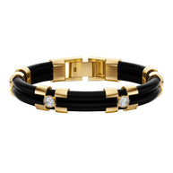 Kautschuk-Armband mit Goldelementen und Zirkonia
