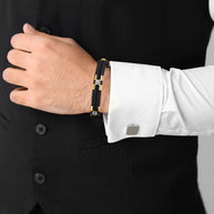 Kautschuk-Armband mit Goldelementen und Zirkonia