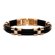 Kautschuk-Armband mit Goldelementen und Zirkonia