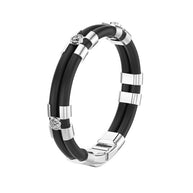 Kautschuk-Armband mit Goldelementen und Zirkonia