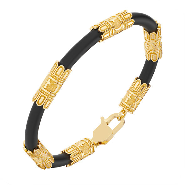 Kautschuk-Armband mit Goldelementen