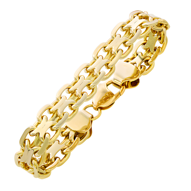Armband doppelankerkette aus Gold / Massiv / Handarbeit