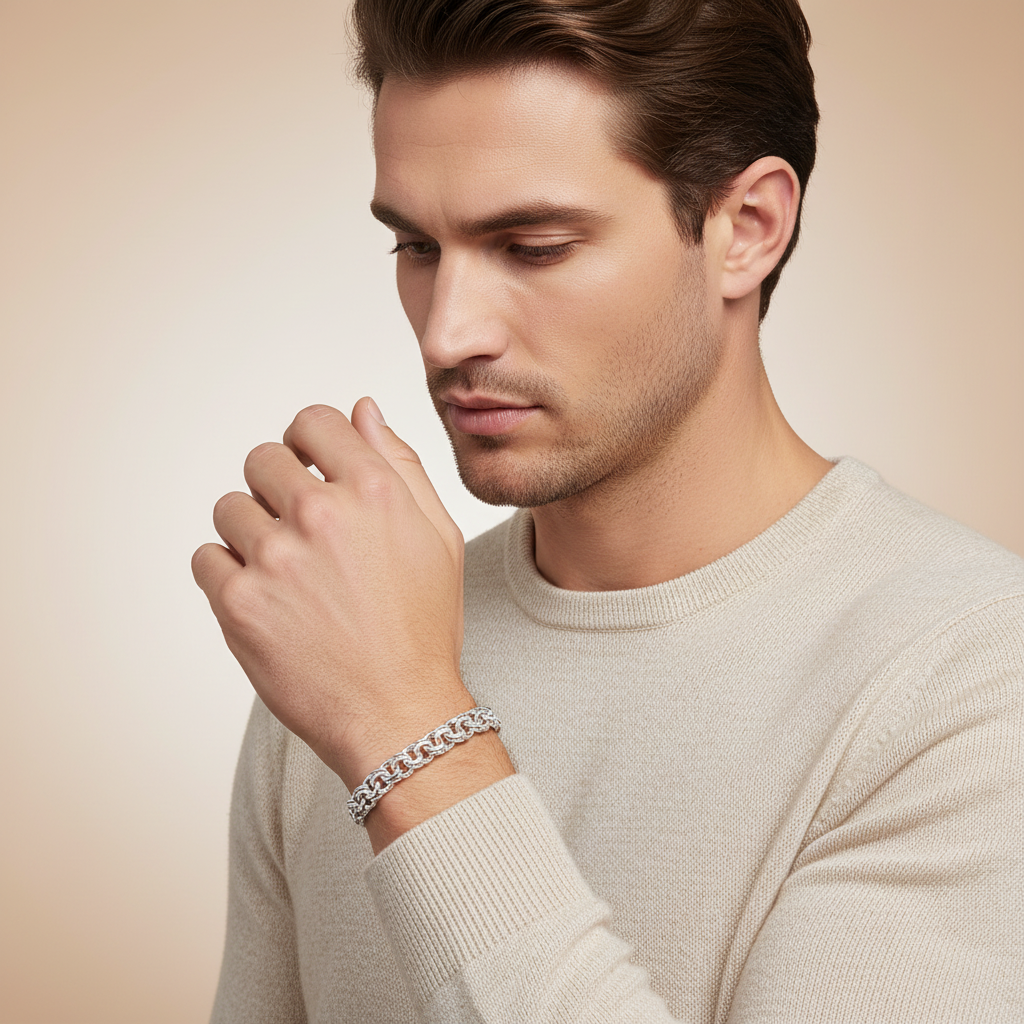 Handgefertigte Armband 925er Silber Massivkette Handarbeit