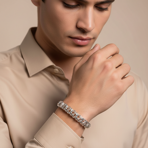 Handgefertigtes Bismark Armband 925er Silber, Massiv