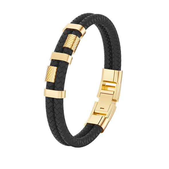 Lederarmband mit Goldelementen