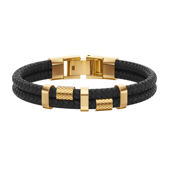 Lederarmband mit Goldelementen