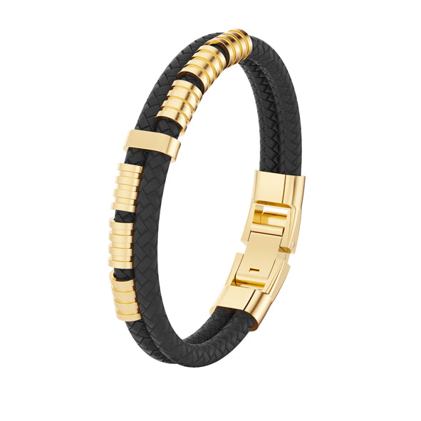 Lederarmband mit Goldelementen