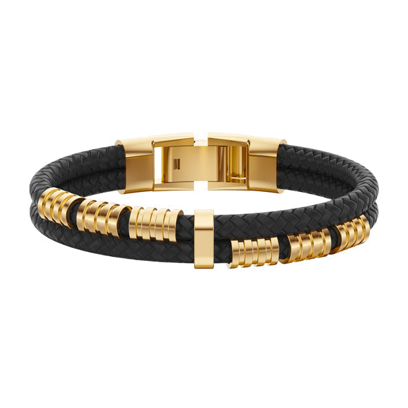 Lederarmband mit Goldelementen