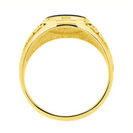 Men's gold ring with onyx 