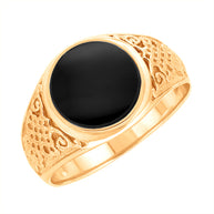 Men's gold ring with onyx 