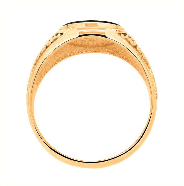 Men's gold ring with onyx 