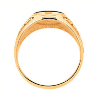 Men's gold ring with onyx 
