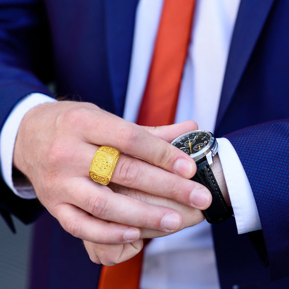 Men's gold ring - Russian eagle 